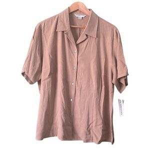 NWT VTG Pendleton Button Down Blouse Top 100% Silk Tan Sz 20 Plus